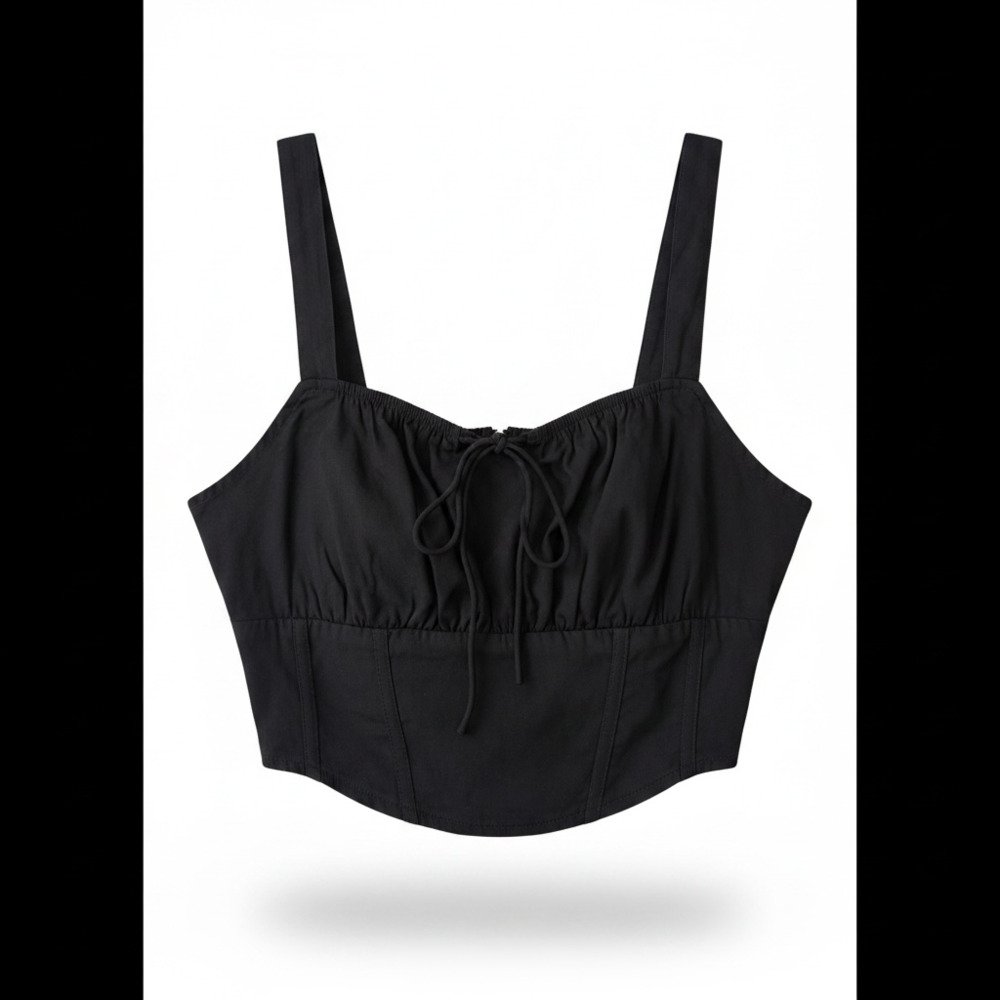 Le Lis Collection Black Tie-Front Corset Crop Top